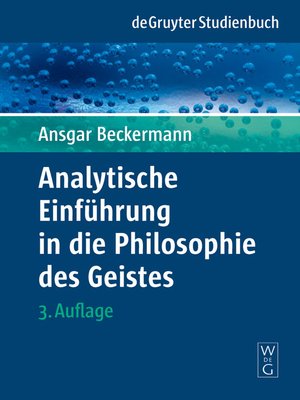 cover image of Analytische Einführung in die Philosophie des Geistes
